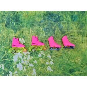 Vintage 1991 Mattel Barbie Pink Rollerblades Roller Skates Flicker N Flash + Ice